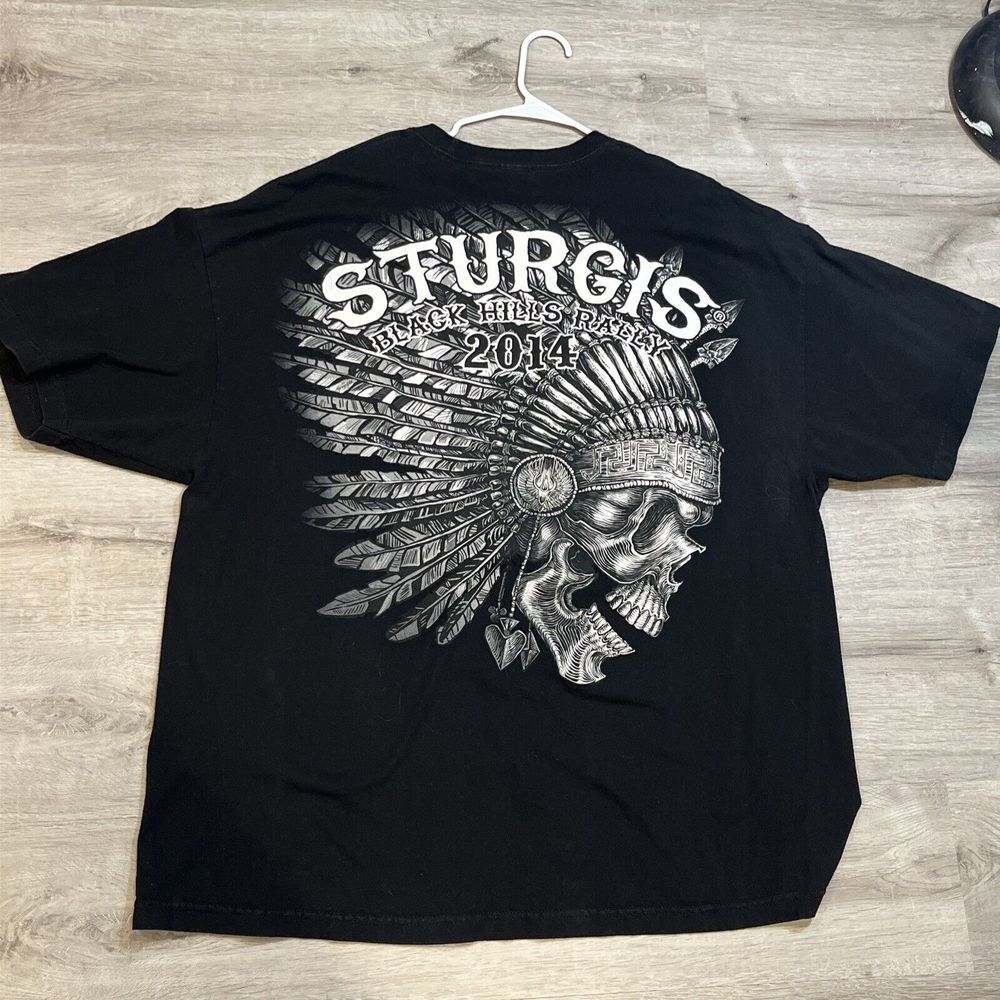Sturgis 2014‎ Black Hills Rally Skull Headdress Shirt Hot Leathers Mens 3XL - Picture 5 of 5